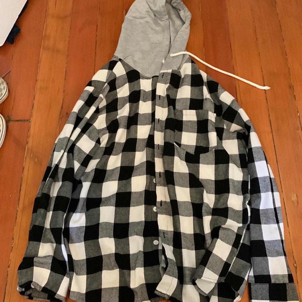 Black and white hoodie flannel
